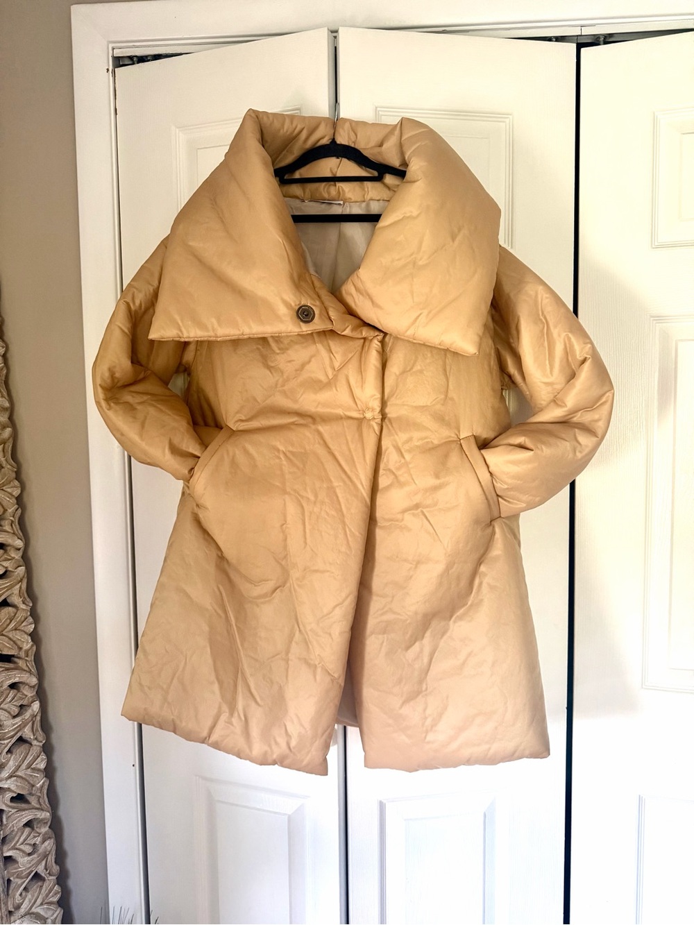 Twenty5A Made in Italy Asymmetrical Shawl Collar Puffer Jacket Coat M